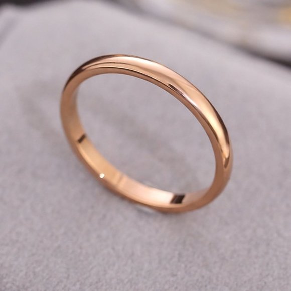 NEW Simple Rose Gold 2mm Stackable Band Ring - Picture 1 of 7